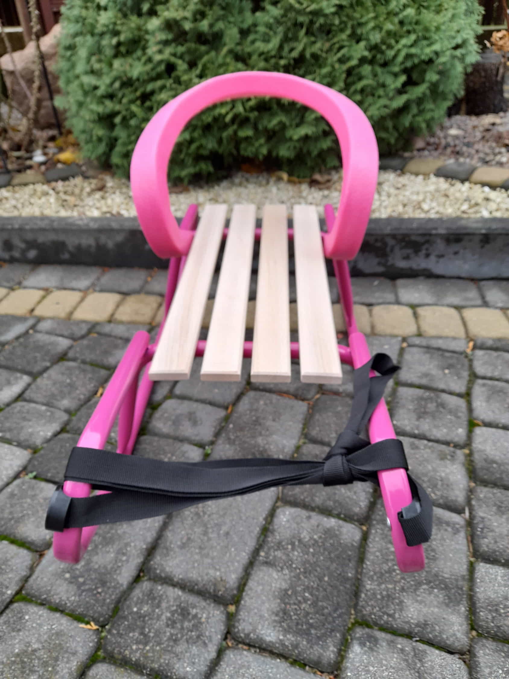 Sanki metalowe z miękkim oparciem SOFT Pink - obrazek 4